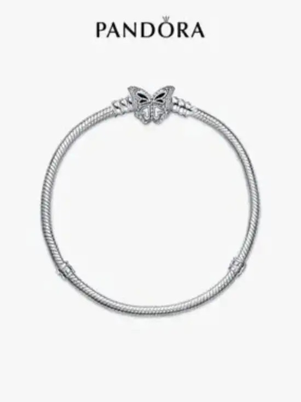 Pandora Silver Butterfly Clasp Snake Chain Bracelet